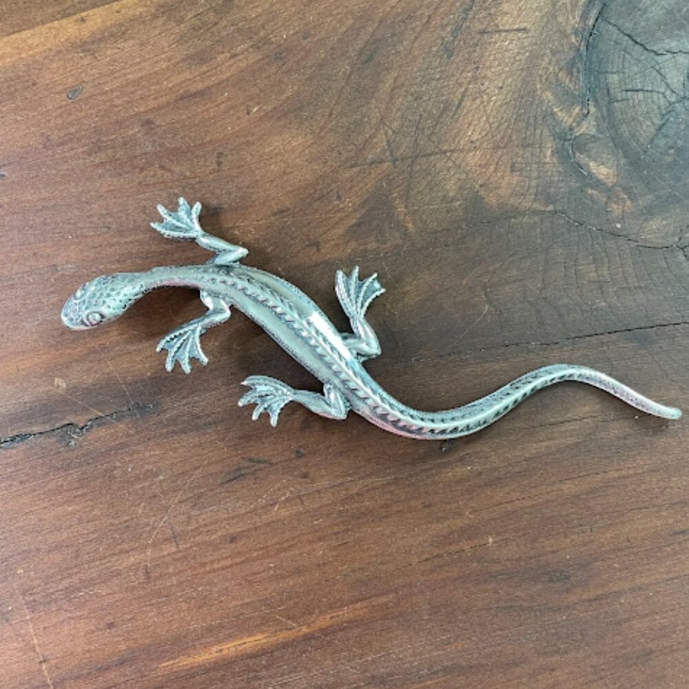 Vintage 3 7/8 ” Lizard Brooch Pin Sterling Silver 925 Long Gecko Salamander